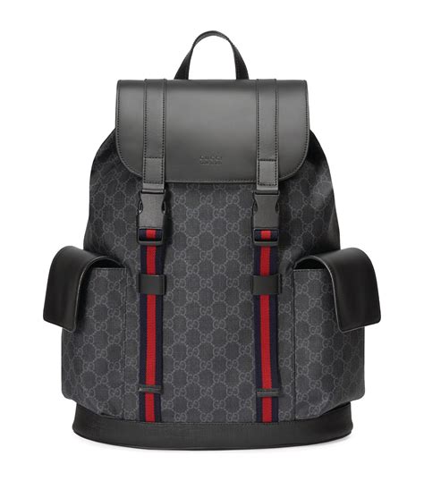 gucci backpack gg black|Gucci black leather backpack.